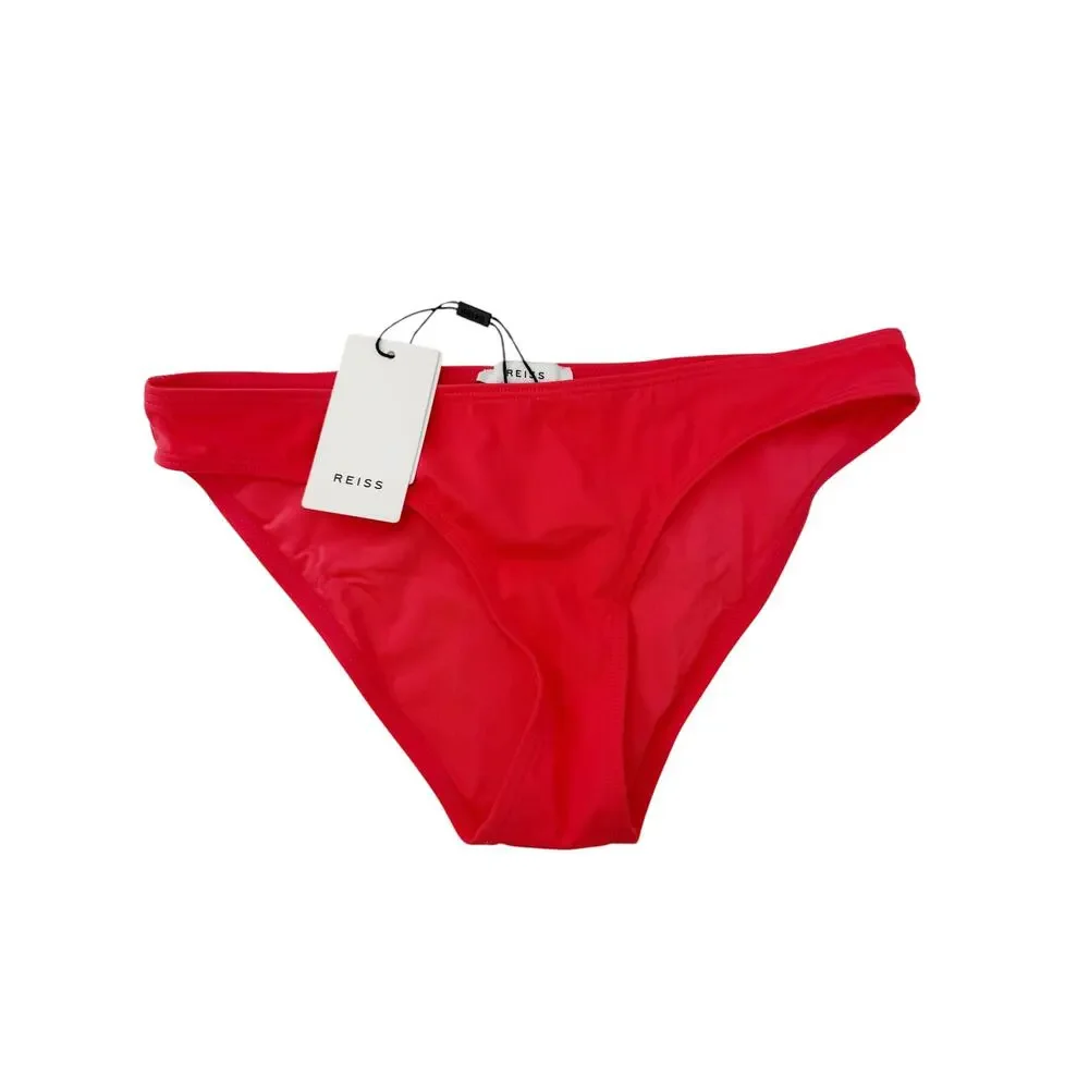 REISS Zadie Asymmetric Bikini Bottom Swim Size XS Coral Red Swimwear Separates